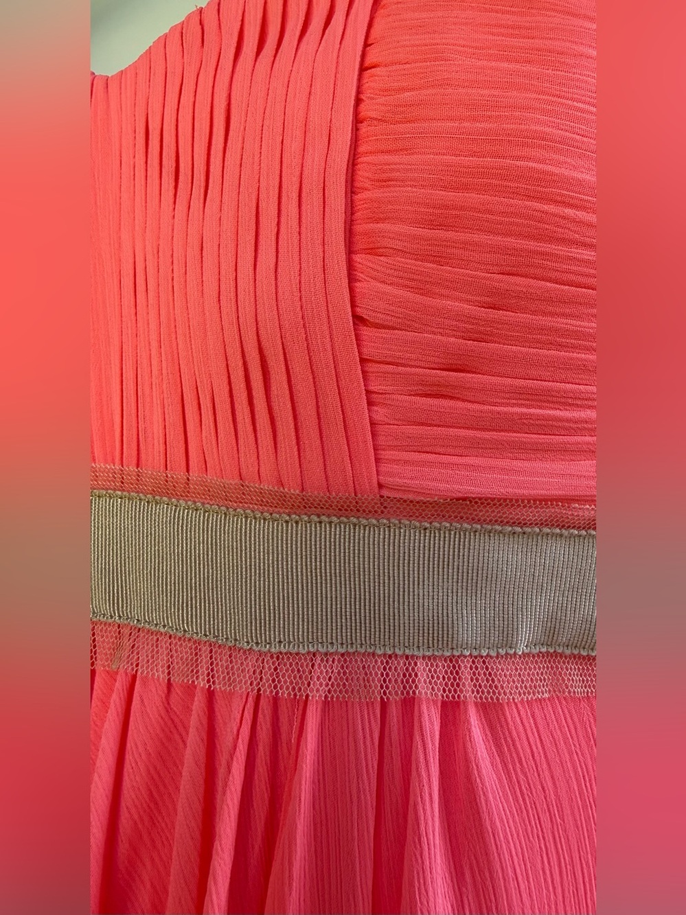 BCBGMaxAzria 2 Pink Coral Pleated Bodice Grecian Drape Style Formal Dress Size 2 - Picture 6 of 17